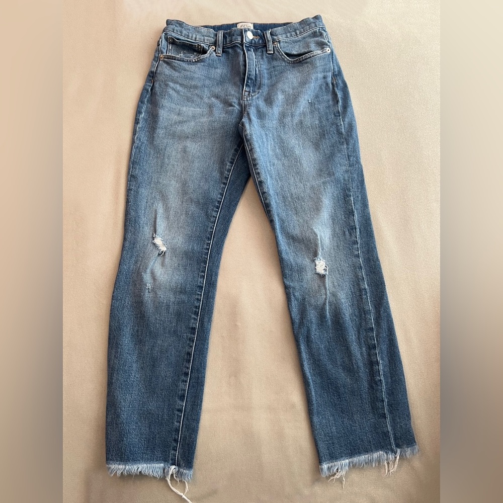 J Crew boyfriend jeans, distressed denim